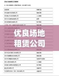 优良场地租赁公司排名揭晓，行业领军者榜单