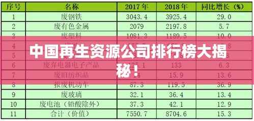 中国再生资源公司排行榜大揭秘!