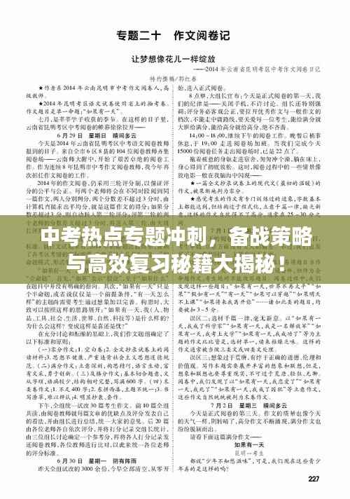 中考热点专题冲刺，备战策略与高效复习秘籍大揭秘！