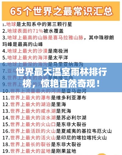 世界最大温室雨林排行榜，惊艳自然奇观！
