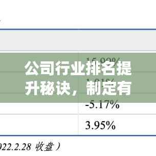 公司行业排名提升秘诀，制定有效策略的关键所在
