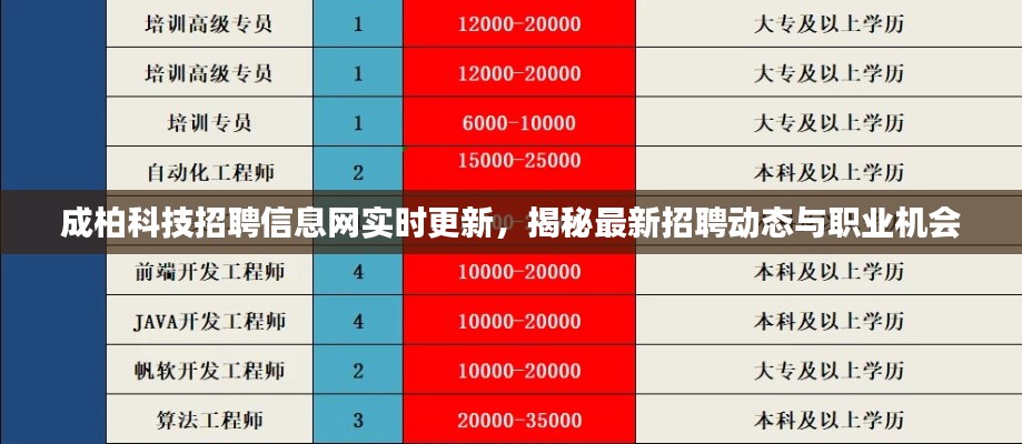 成柏科技招聘信息网实时更新,揭秘最新招聘动态与职业机会
